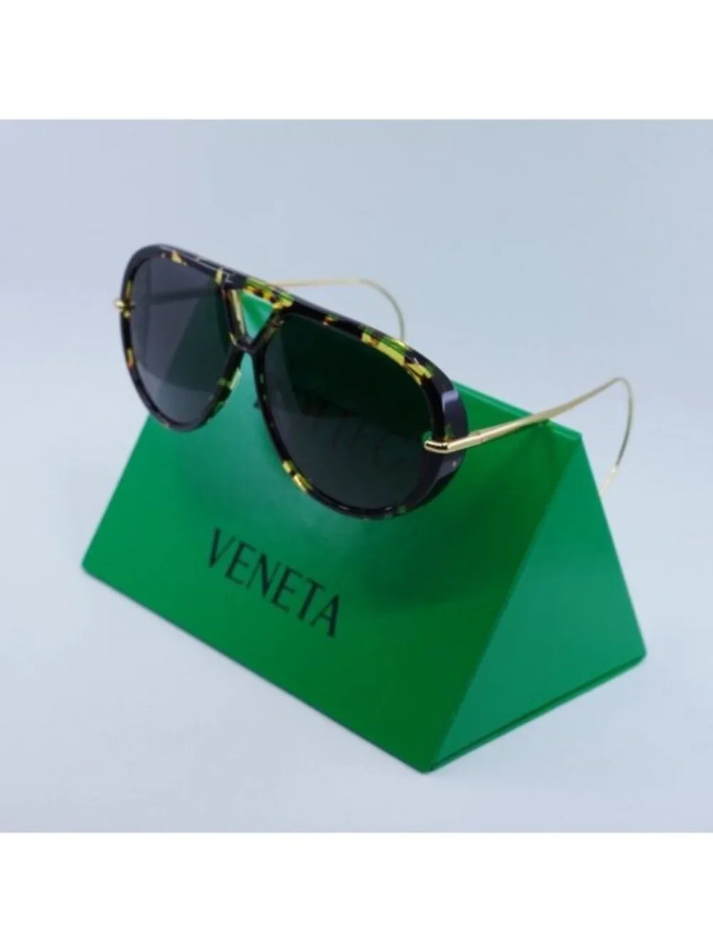 Bottega Veneta BV1273S 005 Geometric Sunglasses - Havana Gold/Grey